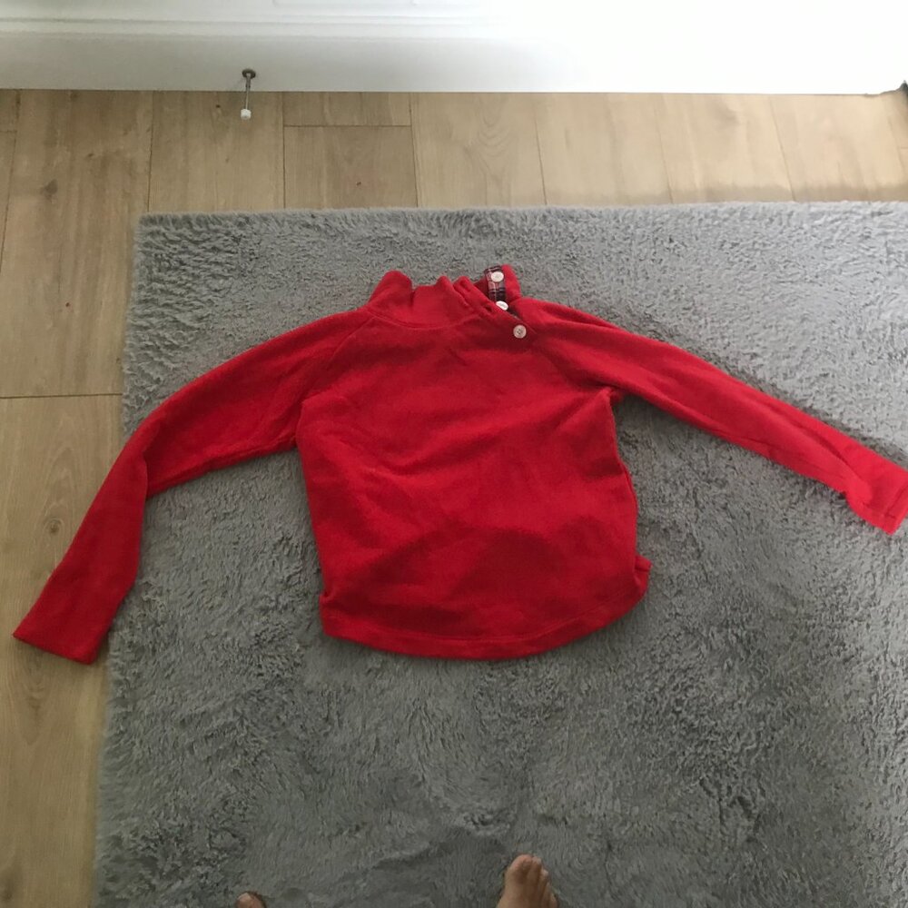 Like New J. Crew Girls button-neck pullover with Tartan Accent Sz XL - Picture 2 of 5